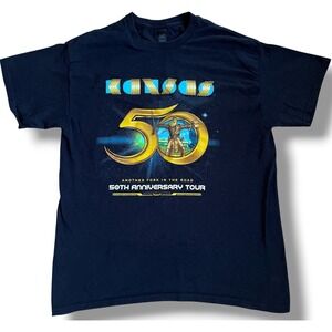Kansas 50th Anniversary Tour T Shirt Mens L Black Another Fork In The Road 23/24